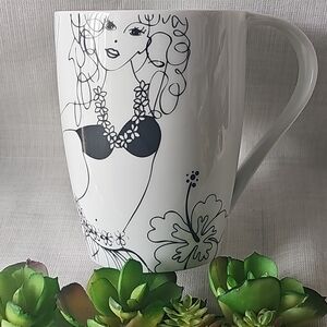 Hawaii White Ceramic Mug - Lady In Bikini Beach Design